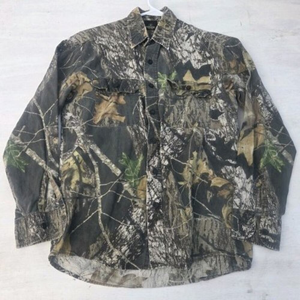 RedHead Shirt Mens M Camo Mossy Oak Breakup Hunting Fishing Outdoor Button Up